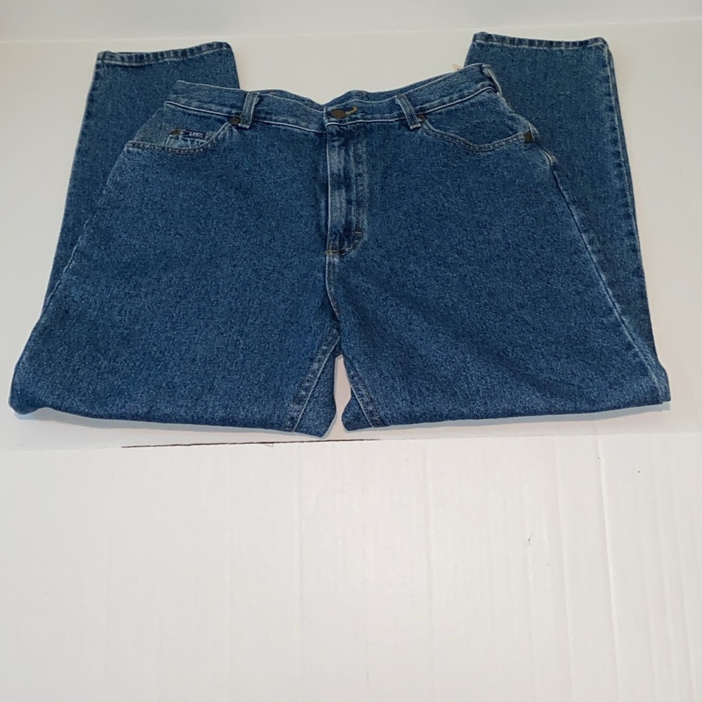 Vintage Lee Jeans Misses Size 16 Medium Pepper Wash Relaxed Fit Blue Denim Jeans